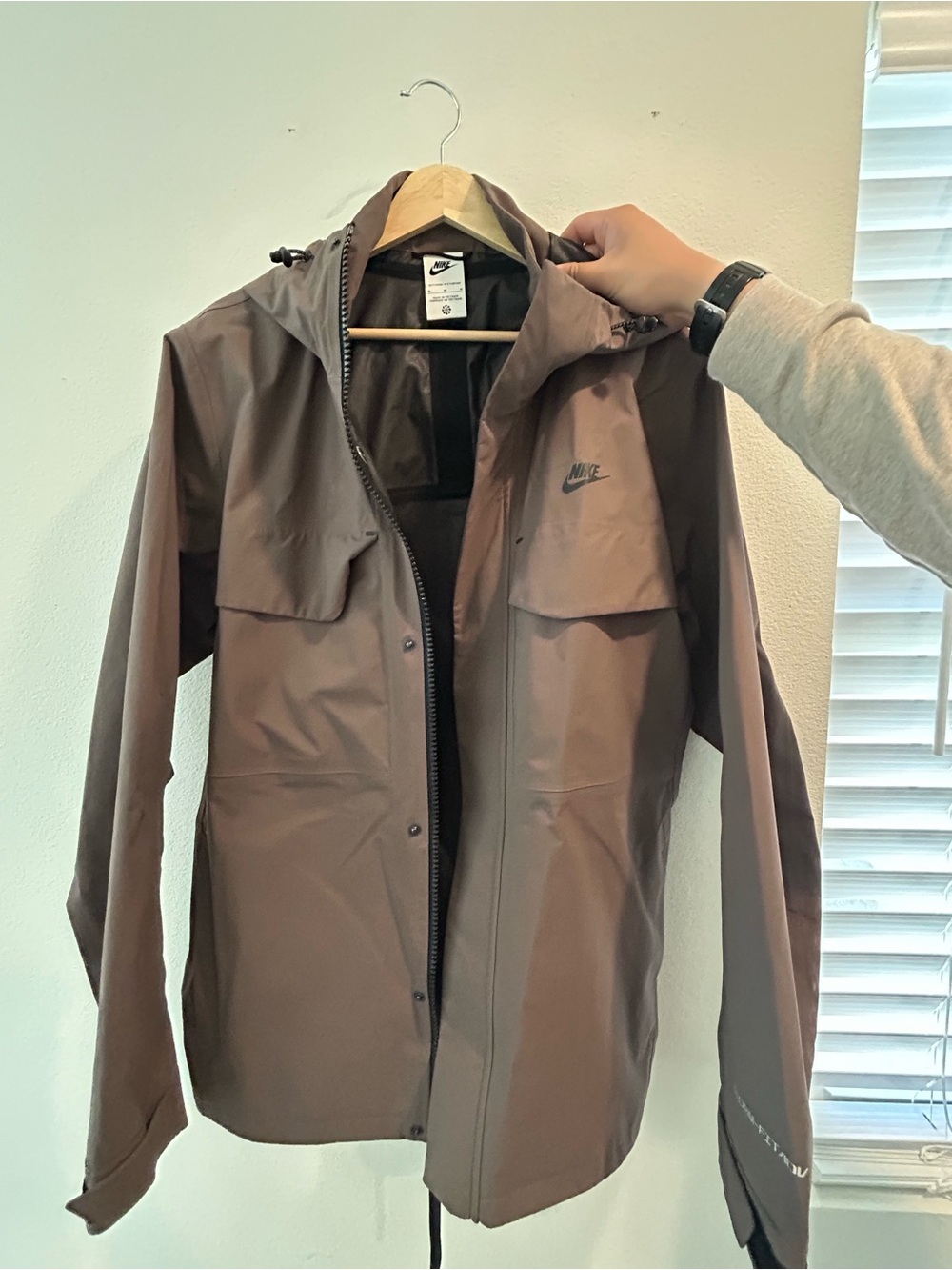 Nike Men's Hooded Rain Jacket in Brown